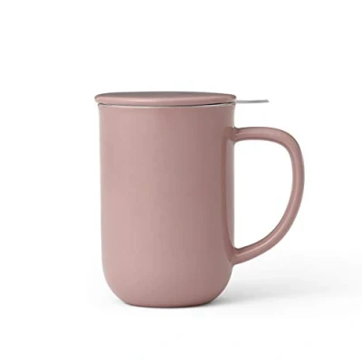 Imagen de VIVA Minima Balance Taza infusora de porcelana rosa 17 oz / 500 ml con filtro acero inoxidable y tapa Perfecta para preparar té hojas sueltas