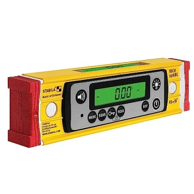 Imagen de STABILA Nivel de burbuja digital TECH 196 DL, 23 cm, resistente al agua y polvo IP67, 2 pantallas digitales, sin calibración, modos visualización: ,%, mm/m, in/ft, bolsa