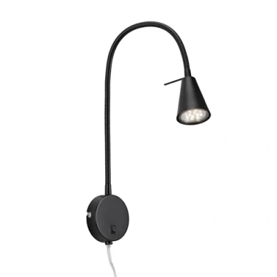 Imagen de Briloner Leuchten lámpara de cama LED, con brazo flexible, interruptor encendido y apagado, 4 vatios, 400 lúmenes, 3000 Kelvin, metal, negro
