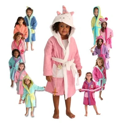 Imagen de LEBENGOOD Albornoz niñas Algodón: Niña, 100% Algodón OEKO TEX® 2 Bolsillos, Cinturón, Capucha, Albornoces Felpa muy suave con bordados para (2 4, Sleeppy)