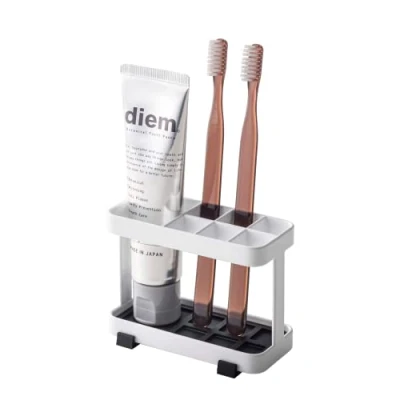 Imagen de Yamazaki 6802 Tower Soporte para Cepillo de Dientes Ancho, Blanco, Acero, Minimalista, 11 x 5 8 cm