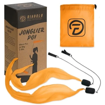 Imagen de Diabolo Freizeitsport POI Luminoso UV en Naranja Angel Wings Spinning Pois, Pois Espiral, Blandos para Principiantes y Profesionales