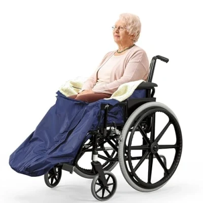 Imagen de BRAMBLE Cubrepiernas para Silla de Ruedas Forradas en Forro Polar con Bolsillo Interior (Azul) Sólido, cálido e Impermeable