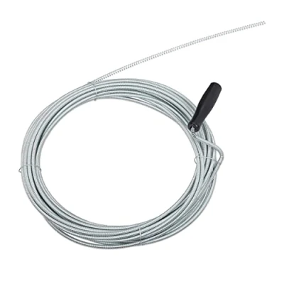Imagen de Relaxdays Desatascador Tuberías y Desagües 10 m, Cable, Muelle, Ducha, WC, Alambre, Hierro Plástico, Ø 5 mm, Plateado, 1 Ud