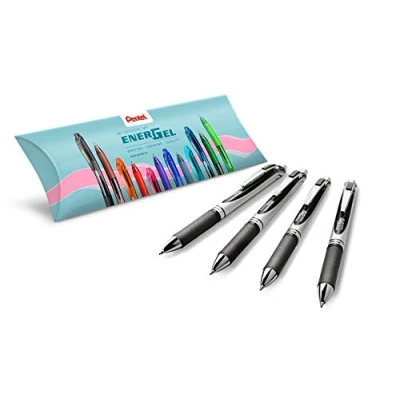 Imagen de Pentel Energel Bolígrafo BL77 Boli Retráctil con Clip Metálico, de Uso muy Cómodo para Escritura Suave, Perfecto Colegios y Oficinas, Recargable