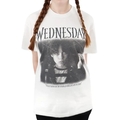 Imagen de Miércoles Addams Camiseta Mujer Ropa Adolescentes Chica Manga Corta Blanco S