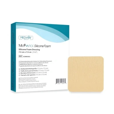 Imagen de MedVancTM Silicona: apósito absorbente de espuma adhesiva silicona, 7.5 cm x cm, caja 5 apósitos