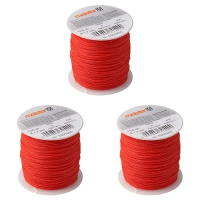 Imagen de Meister 6305450 Cuerda para albañilería (3 Unidades, 100 m de Longitud, 1,7 mm diámetro, Trenzado Polietileno, Resistente a los Nudos, al desgarro y Duradero, en Bobina/línea