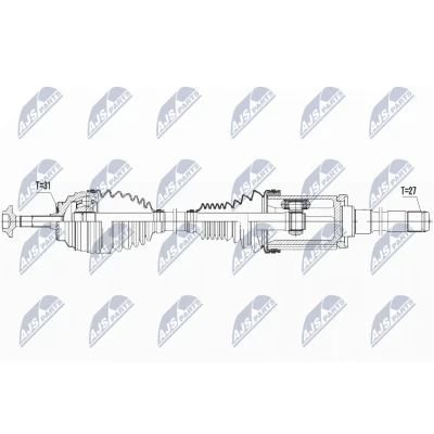 Imagen de NTY NPW BM 027 Árbol de Transmisión Eje delantero, derecha, delantero automática, Caja cambios manual, 8 marchas