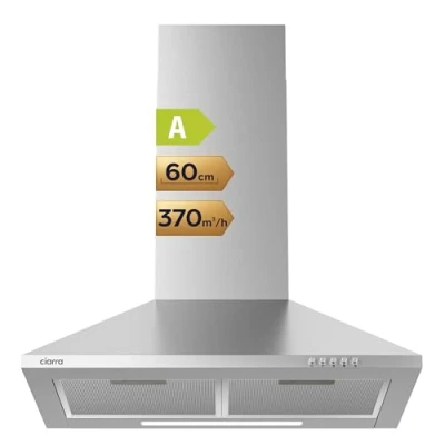 Imagen de CIARRA CAS6201A Campana Extractor Cocina 60cm 370m3/h 40W Clase A 3 Velocidades de Extracción Luz LED Acero Inoxidable