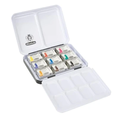 Imagen de Schmincke Akademie® caja de acuarela, surtido básico 9 x 1/1, 75 789 097, metal, tonos altamente resistentes a la luz, acuarelas artista fino