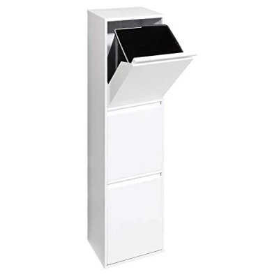 Imagen de Arregui Basic CR301 B Cubo de Basura y Reciclaje Acero 3 Compartimentos 3x17L (51L) Cubos Cocina Contenedores para Casa u Oficina blanco