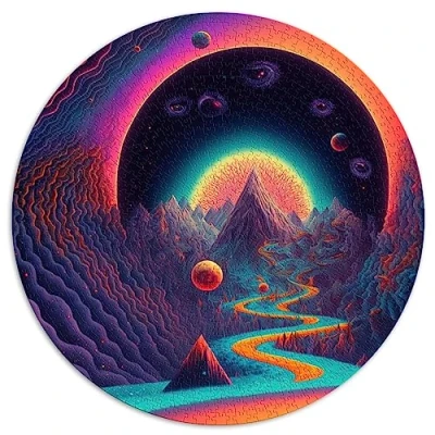 Imagen de Puzzle psicodélico para adultos, 1000 piezas, puzle redondo de cartón reciclado, 67,5 x cm