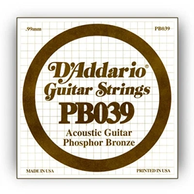 Imagen de D&#039;Addario PB030, cuerda individual para guitarra acústica, entorchada en bronce fosforado, .039
