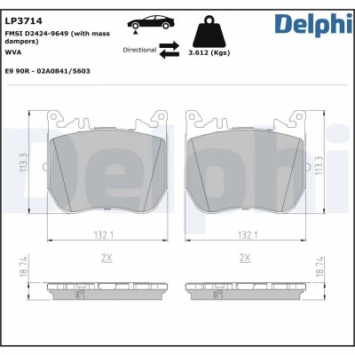 Imagen de DELPHI LP3714 Juego de pastillas freno preparado para indicador desgaste Chapa antichirridos sin accesorios MERCEDES BENZ: Clase S Berlina