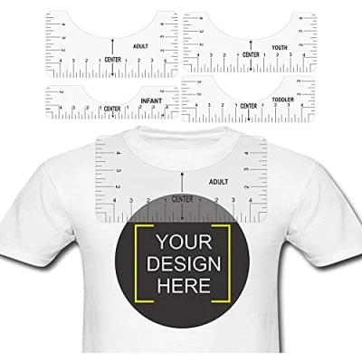 Imagen de Reglas Guía de Camisetas ，5 Herramientas Alineación Centrar Camiseta Plantilla PVC para sublimar ,Diseños Sublimación, Regla Calibración