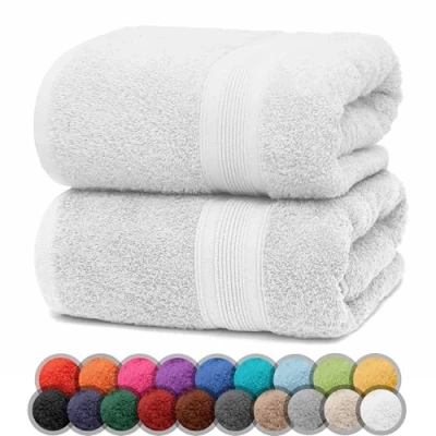 Imagen de NatureMark Paquete de 2 Toallas baño 70 x 140 cm, Toalla Ducha en Doble, Color: Blanco