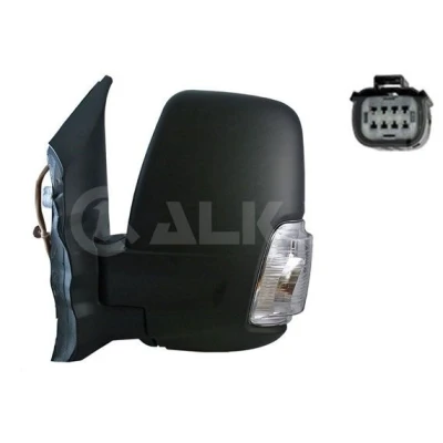Imagen de espejo retrovisor Alkar 9201666 izquierda manual con gran angular, brazo corto de espejo, convexo para vehíc. volante a la