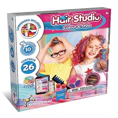 Imagen de Science4you Hair Studio Tizas para el Pelo Niña, 10+ Actividades, Juegos y Juguetes Niña 8+ años hacer Mechas en Pelo, Tatuajes de Trenzas, Regalos Niño