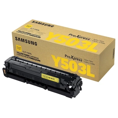 Imagen de Samsung CLT Y503L, SU491A, Amarillo, Cartucho Tóner de Alta Capacidad Original, 5.000 páginas, compatible con impresoras LaserJet ProXpress Color C3010ND, C3010DW, C3060ND y C3060FR