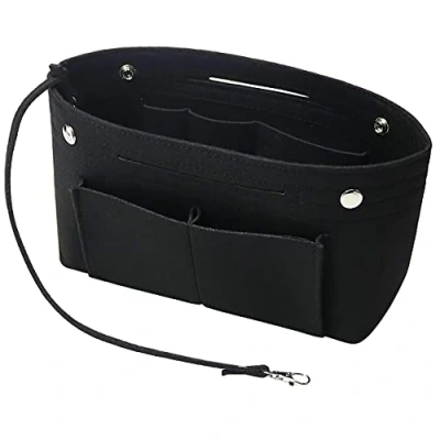 Imagen de Soyizom bolso de fieltro en el del con llavero para Speedy Neverfull, 8 colores (Negro, grande)