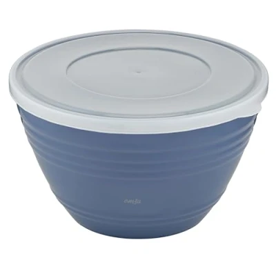 Imagen de Emsa K32541 Prep&amp;Bake Cuenco de plástico para mezclar (4,15 L, con tapa conservar en el frigorífico, base antideslizante, perfecta estabilidad al mezclar, apto lavavajillas, color azul)