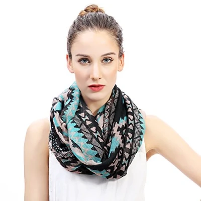 Imagen de Lina &amp; Lily Bufanda Infinita Snood con Estampado de Azteca (Azul/Negro)