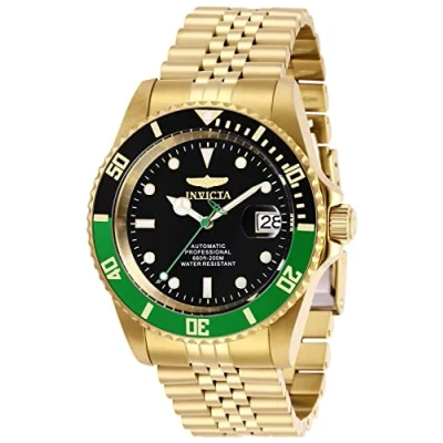 Imagen de Invicta Pro Diver Reloj automático para hombre de acero inoxidable, Oro / Verde, 42 mm