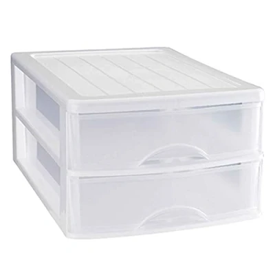 Imagen de AC Cajonera de Almacenamiento sobremesa con 2 cajones, Torre Multiusos para Oficina, hogar, Escuela, etc. 17,5 x 27 35 cm. Color Blanco