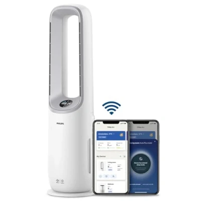 Imagen de Philips Air Performer 2en1: Purificador y ventilador 70 m², elimina el 99,97% de los alérgenos contaminantes. Filtro HEPA, Sensores inteligentes, Alexa, App. Silencioso bajo consumo (AMF765/10)