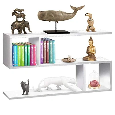 Imagen de BAKAJI Libreria Baja Estantería 5 estantes de Madera melamínica, diseño Moderno para salón, casa o Oficina, tamaño 80 x 20 50,5 cm (Blanco)