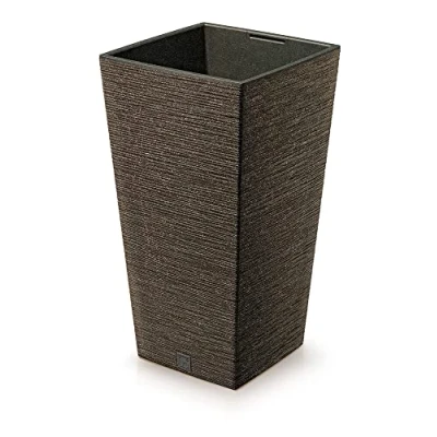 Imagen de Prosperplast Macetero 2 en 1 con Cubo Interior, Maceta de plástico, Madera, cincel, 26,5 cm x 50 (café)