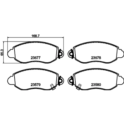 Imagen de HELLA 8DB 355 019 361 Juego de pastillas freno con avisador acústico desgaste tornillos pinza FORD: Transit Mk5 Furgón