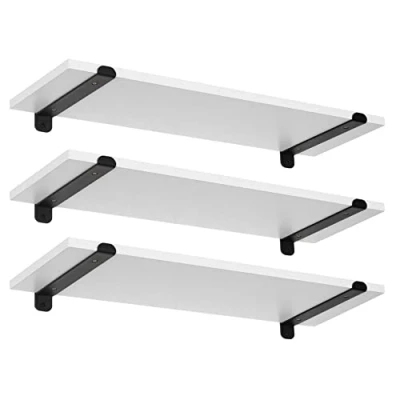 Imagen de EUGAD Estantería de Pared, Juego 3 Baldas Flotantes, Estante Exhibición Colgante para Salón, Cocina, Habitación, Pasillo, 60x20x7 cm, Carga MAX. 15 kg/Estante, MDF, Blanco