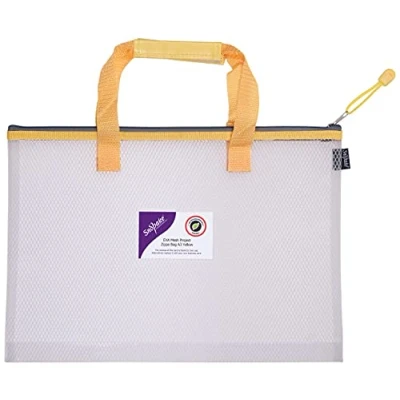 Imagen de Snopake 15877 Bolsa de malla EVA alta capacidad para proyectos/libros, tamaño A3, resistente, con asa transporte suave, color transparente y amarillo