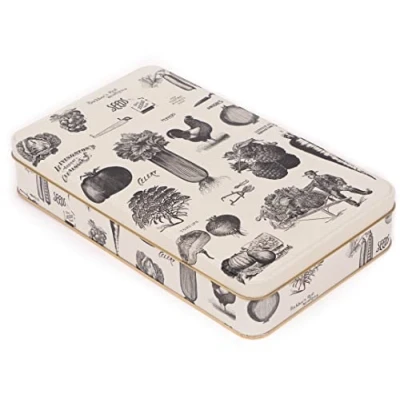 Imagen de lata de metal con tapa, caja arte nostálgico, para galletas, guardar objetos pequeños, colección Herbarium (retro)