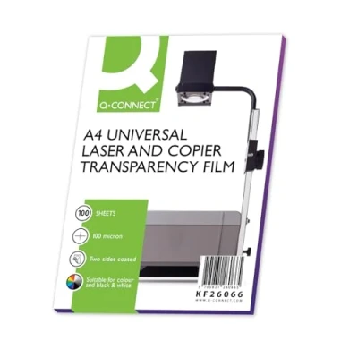 Imagen de Q Connect KF26066 Transparencias para proyector (100 micras, 100 unidades)