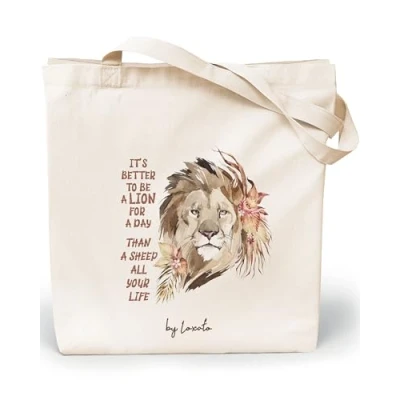 Imagen de Loxato Bolsas Tela Bonitas y Grandes, Tote Bag, Bandolera Mujer de Algodón Natural 100% Reutilizables Extra Ancho 8cm Asas Largas 70cm 220 gr/m2