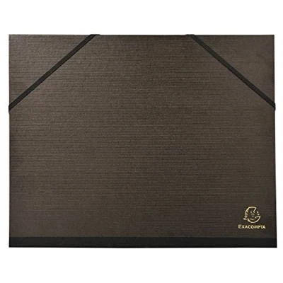 Imagen de Exacompta 547100E 1 tablero de dibujo kraft negro barnizado con gomas lona trasera y esquinas guardas negras dimensiones 26 x 33 cm formatos para archivo A4 240 320 mm color