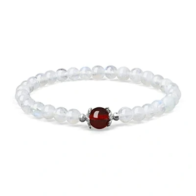 Imagen de COAI Pulsera de Mujer con Perlas Piedra Luna y Perla Central Granate