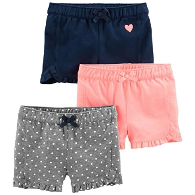 Imagen de Simple Joys by Carter&#039;s 3 Pack Knit Infant and Toddler Shorts, Rosa/Gris/Azul Marino, años (Pack de 3) para Bebés