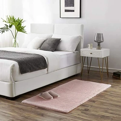 Imagen de Teppich Wölkchen Alfombra de imitación Piel Sala Estar, decoración la Dormir Lavable como Cama, cojín Silla Rosa, 80 x 150 cm