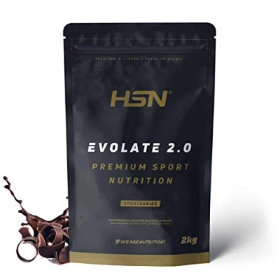 Imagen de Aislado de Proteína Suero HSN Evolate 2.0 Sabor Chocolate 2 Kg = 67 Tomas por Envase Whey Protein Isolate CFM + Enzimas Digestivas No GMO, Vegetariano, Sin Gluten ni Soja