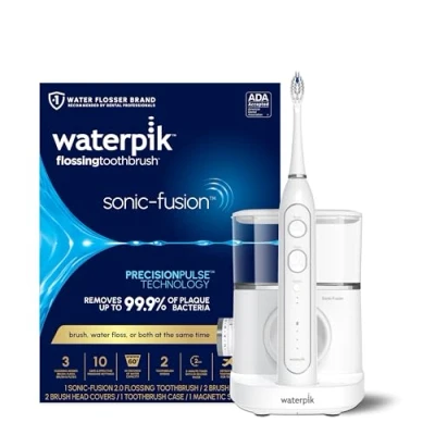 Imagen de Waterpik Sonic Fusion 2.0 cepillo de dientes profesional, eléctrico y hilo dental agua, color blanco SF 04, el embalaje puede variar
