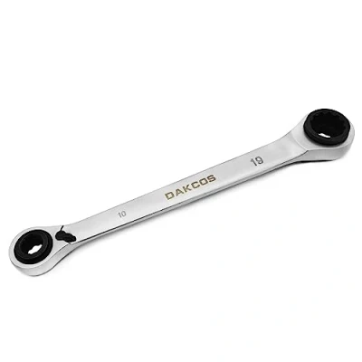 Imagen de DAKCOS Llave de carraca 4 en 1 10 x 13 17 19 mm, doble anillo reversible CR V, 72 dientes