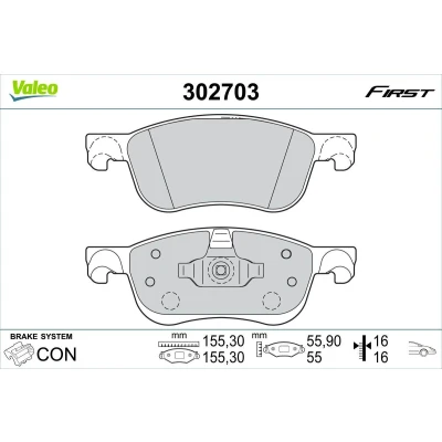 Imagen de VALEO 302703 Juego de pastillas freno Eje delantero excl. contacto avisador desgaste Chapa antichirridos FORD: Fiesta 7, Mk7 Furgón