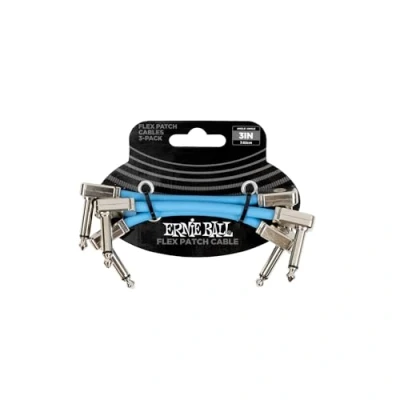 Imagen de Ernie Ball Cable de conexión flexible 7,6 cm, color azul, paquete 3