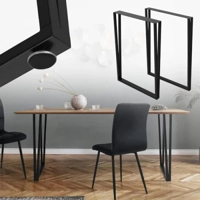 Imagen de ML Design Set 2X Patas de Mesa 50 X AL71,5 cm Forma Soporte Negro Metal en Acero Recubierto Polvo Bastidor para Escritorio Corredores Tablero Pie Armazón Diseño Industrial DIY