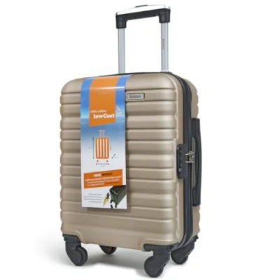 Imagen de KINSTON Maleta de cabina para EasyJet con 4 ruedas desmontables, tamaño LowCost, equipaje mano, ligero y duradero, giratorias extraíbles color champán
