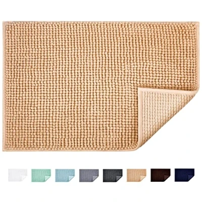 Imagen de JARITTO Alfombra de Baño Antideslizante Alfombrilla Absorbente Tapete del Piso Microfibra Chenilla Lavable a Máquina Suave para Salida la Ducha Inodoro Cocina 50 x 80 cm (Beige)